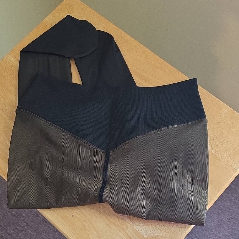 Compression Black and Brown Fleece Lined Tights M